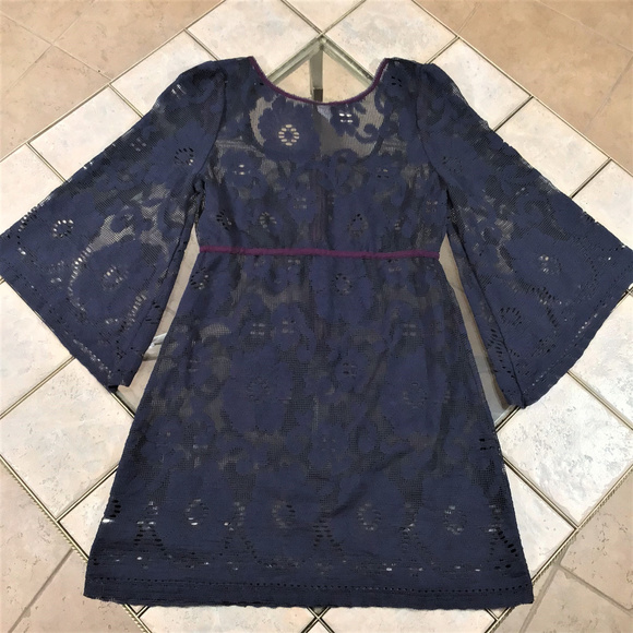 Free People Navy Blue Boho Cover- Up, Size L - Picture 5 of 8